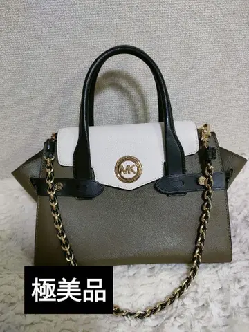[컨디션 최상] MICHEAL KORS 카르멘 카키 x 화이트 숄더백