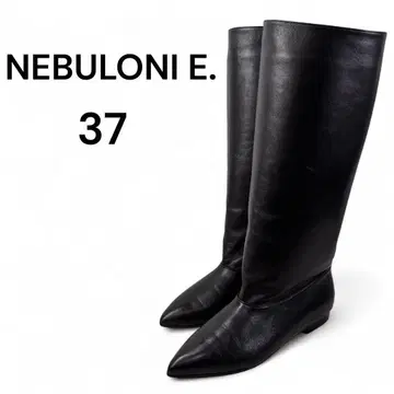 새상품급 네브로니 37 24 롱 부츠 가죽 스틸레토 블랙