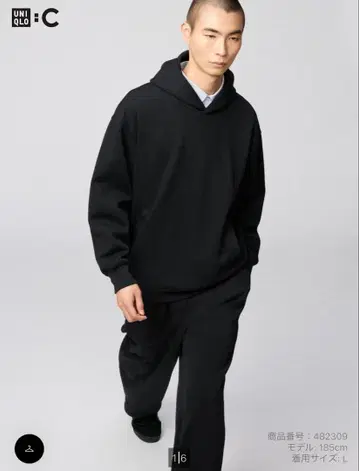 UNIQLO 블랙 오버 사이즈 풀 후드티