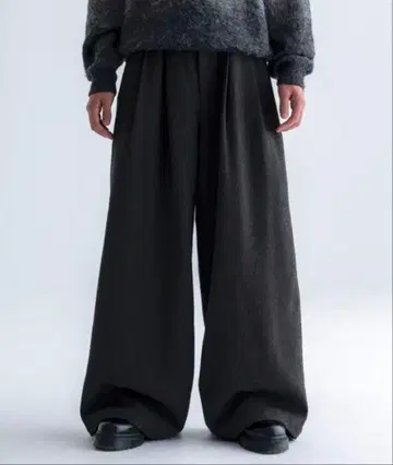 SINSS 트위드 3턱 와이드 슬랙스