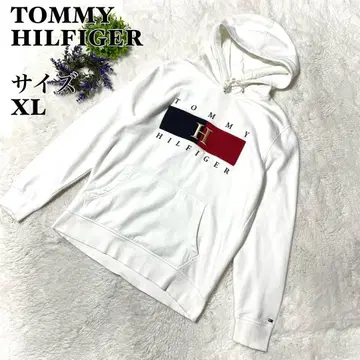 [ 인기 ] 타미힐피거 풀오버 후드티 화이트 빅 로고 자수 기모