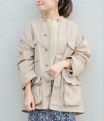 새상품급 SHIPS 트윌 크루넥 노카라 자켓