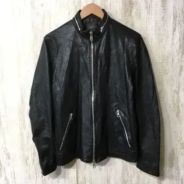 NANO UNIVERSE 싱글 라이더 자켓 램 가죽 L 블랙