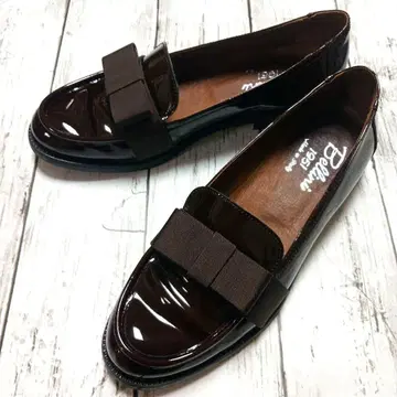 DIEGO BELLINI 다크 브라운 로퍼 24cm 에나멜 리본