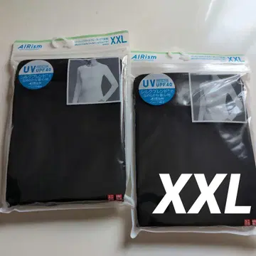 유니클로 AIRism UV컷 크루넥T 블랙 긴팔 XXL 2장 실크