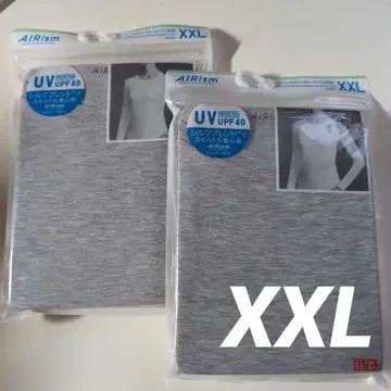 유니클로 AIRism UV컷 크루넥 T 그레이 긴팔 XXL 2장 실크