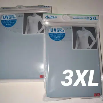 유니클로 AIRism UV컷 크루넥 긴팔 T 3XL 블루 실크