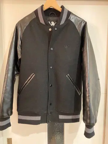 [천연 가죽] SANTSTIC 바시티 자켓 블랙 가죽 소가죽