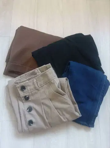 여성용 팬츠 스키니 데님 와이드 팬츠 턱 팬츠 4종 세트