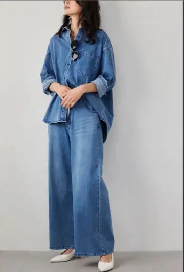 [새상품] 밴야드 스톰 드로스트 와이드 컷 데님 인디고 블루 L