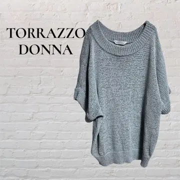 [ TORRAZZO DONNA ] 반팔 스웨터 시스루 원단 루즈핏 그레이