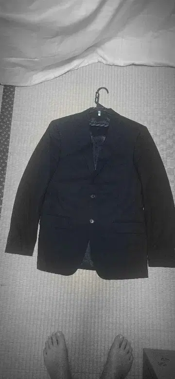 블랙 캐주얼 수트 2버튼 자켓과 팬츠 세트