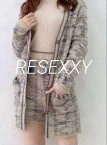 RESEXXY 리젝시 트위드 니트 가디건 숏팬츠 세트