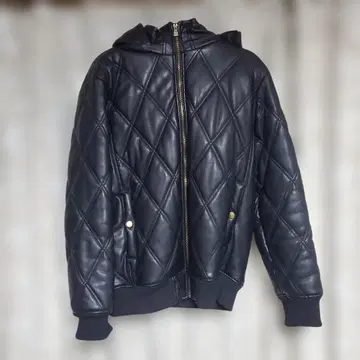 블랙 퀼팅 가죽 자켓