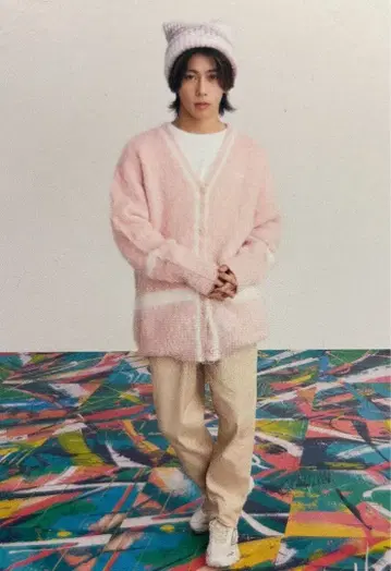 FILA 가디건 A! group 스에자와 세이야 착용 핑크 M 사이즈