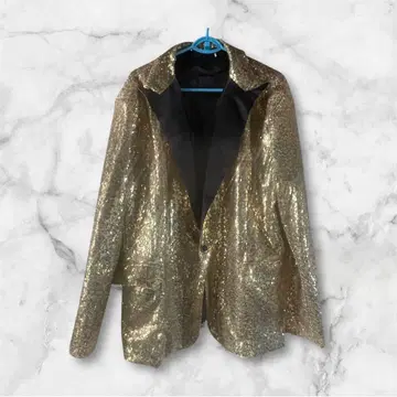 [ 한 번 착용 ] 남성용 골드 스팽글 블레이저 XL