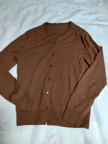 [ 새상품급 ] 울 실크 브라운 긴팔 가디건