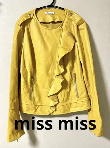 missmiss 이탈리아제 비스코스 라이더 자켓 머스타드 프릴