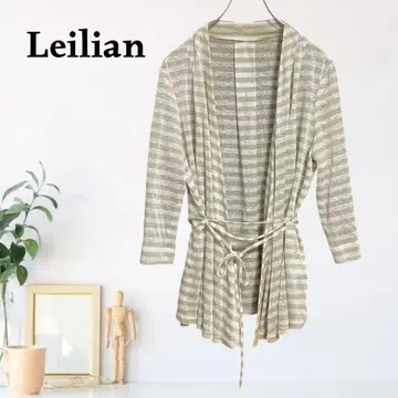 zB925 [ L ] Leilian 리브 트리밍 가디건 리본 벨트