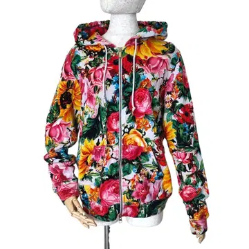 컨디션 최상 조이리치 꽃무늬 풀 집업 후드티 L
