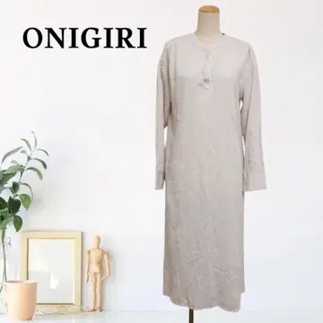 zB463 [ L ] ONIGIRI 롱 슬리브 A라인 실루엣 원피스