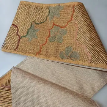 골드 컬러 꽃무늬 후쿠로 오비