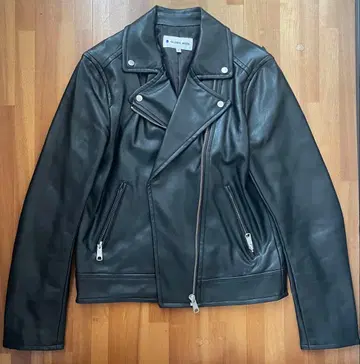 블랙 가죽 더블 라이더 자켓