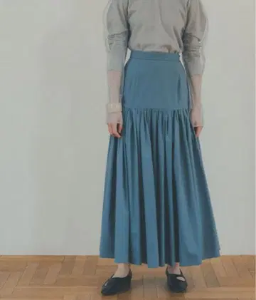 CLANE 개더 티어드 맥시 스커트