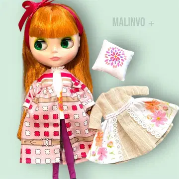 브라이스 아웃핏 코스모스 패턴 원피스와 벌룬 소매 코트 외 5종 세트