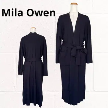 Mila Owen 커프스 디자인 롱 니트 가디건 다크 네이비 사이즈 1