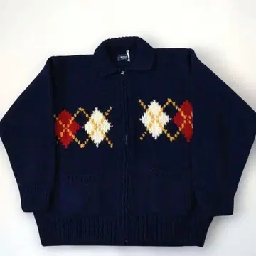 kent 네이비 아가일 무늬 니트 가디건