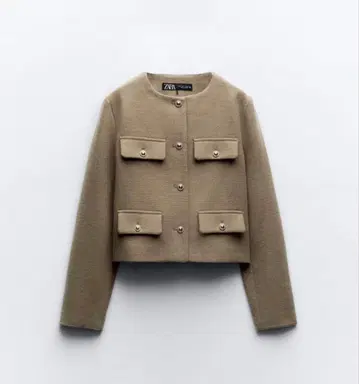 ZARA 플랩 크롭 자켓 (카키 S)