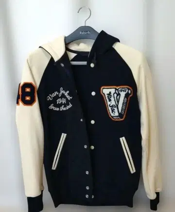 반 잭 후드 부착 자켓 L 네이비/크림