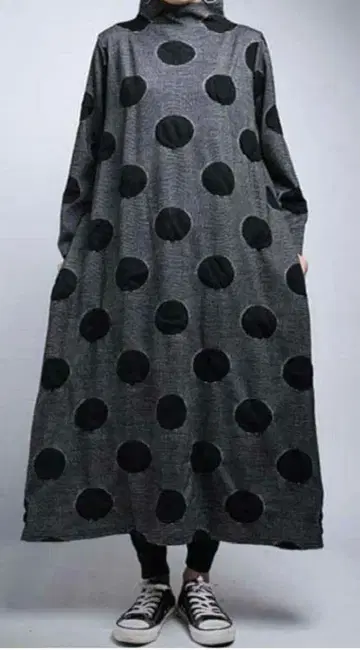 안티카 도트 물방울 롱 원피스