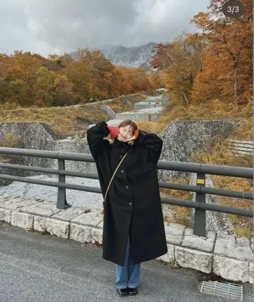 PINUE 2021 winter 스탠드 카라 롱 코트 블랙