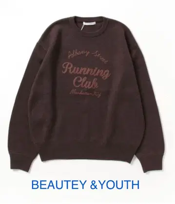 BEAUTY&YOUTH 자수 로고 크루넥 니트 풀오버