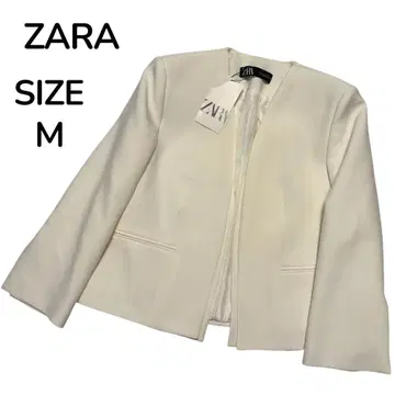 [ 미사용품 ] ZARA 자라 여성용 노카라 자켓 화이트 M