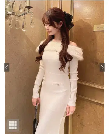 GRL 퍼 오프숄더 니트 원피스 dr740