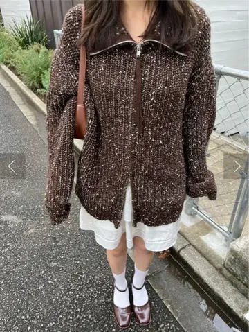 하이넥 더블 지퍼 니트