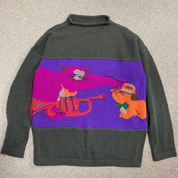 아이스버그 애니멀 무늬 보틀넥 빈티지 이탈리아제 니트