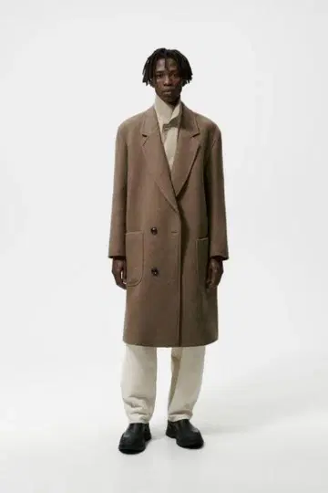ZARA 브라운 더블 체스터 코트 XL