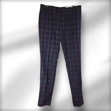 새상품급 유나이티드 뱀부 밑단 롤업 팬츠 그린 체크 무늬