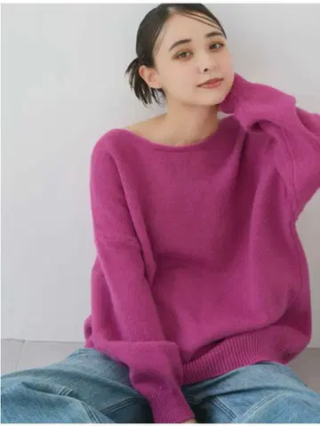 an chic 핑크 오버 사이즈 니트 스웨터