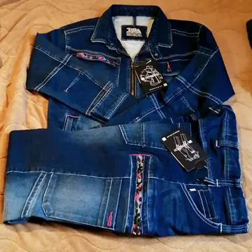 도라이치! 한정판 데님 핑크 카모플라쥬 지퍼 S 사이즈 상하의 세트