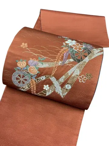 A11 교토 후쿠로 오비 당직 순수 실크 리버서블 새상품급