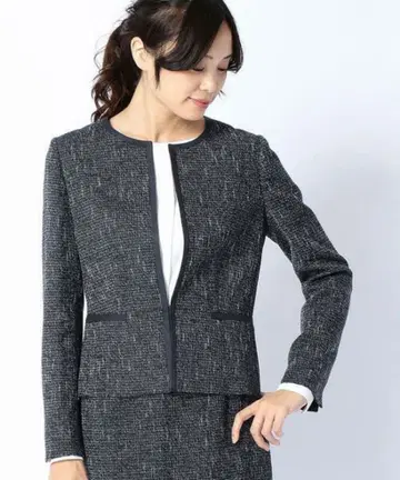 빅 사이즈! 13호 컴시즘 트위드 노카라 트위드 자켓