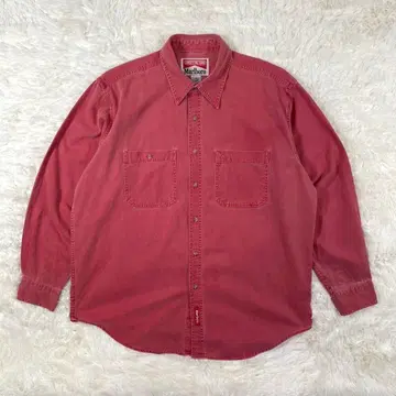 [ 90s ] 말보로 코튼 트윌 셔츠 워크 페이드 빨간색 레드 L 로고
