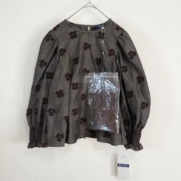 새상품 미사용 M'S GRACY 블라우스 38 브라운 깅엄 체크