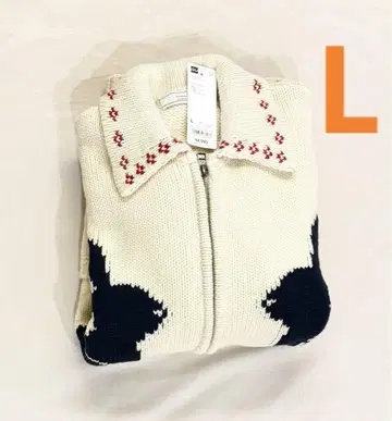 지유 rokh 풀 집업 니트 자켓 L 내추럴 새상품 로쿠 가디건