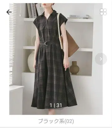 [ 미사용 새상품 ] 로페피크닉 허리턱 체크 모듬 원피스